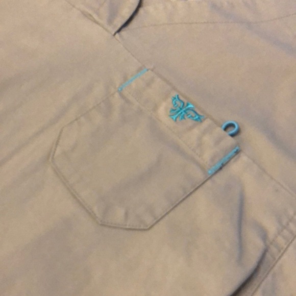 Med Couture EZ Flex scrub top grey and aqua small - Picture 2 of 4